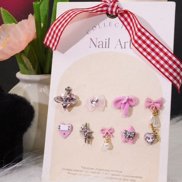 Adornos metálicos para uñas DIY con brillo punk rosa