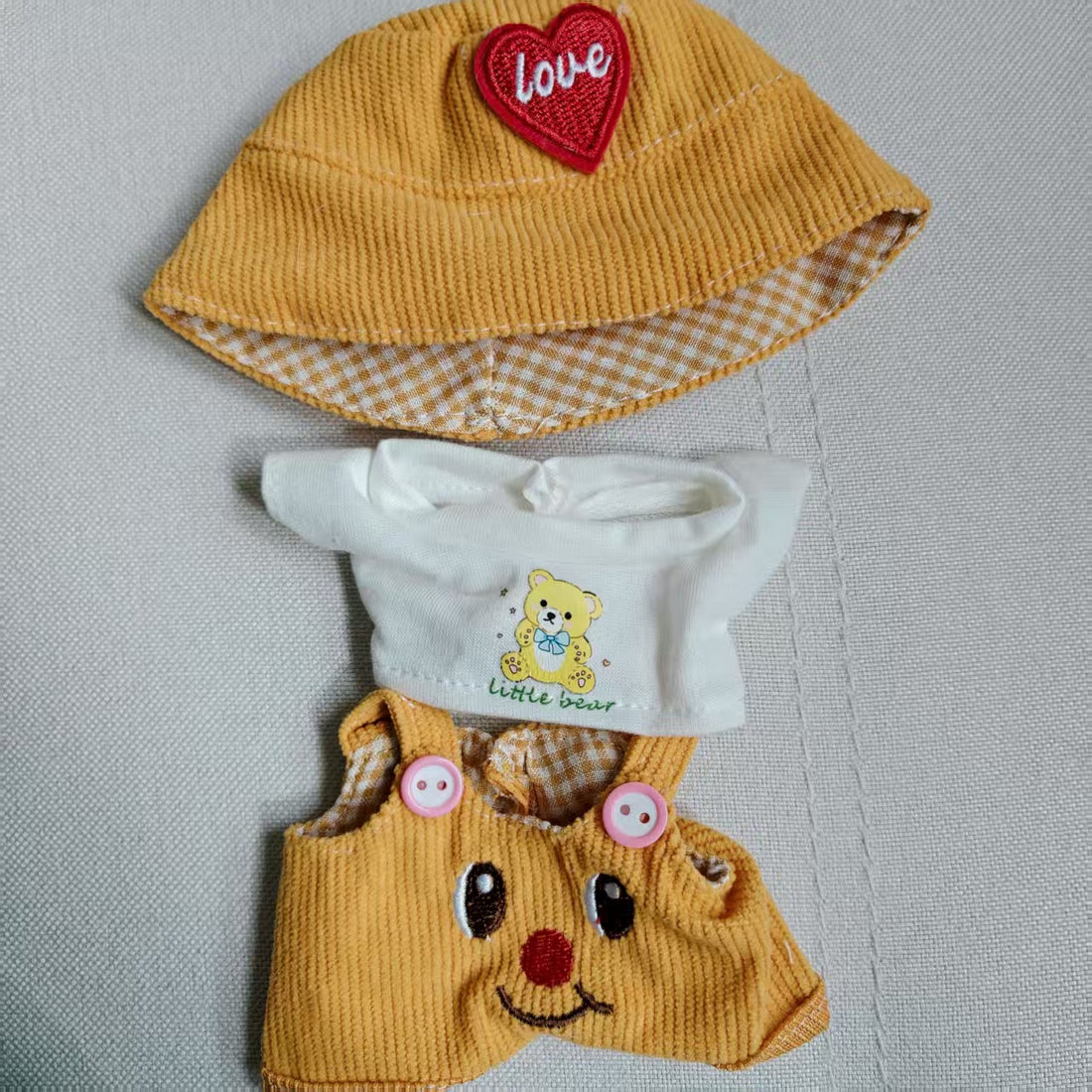 [WY-36]Cute Overalls Yellow set-for 17cm Dolls (Labubu-Optimized Fit）