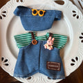Blueberry Bunny Overalls set-for 17cm Dolls (Labubu-Optimized Fit）