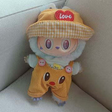 [WY-36]Cute Overalls Yellow set-for 17cm Dolls (Labubu-Optimized Fit）