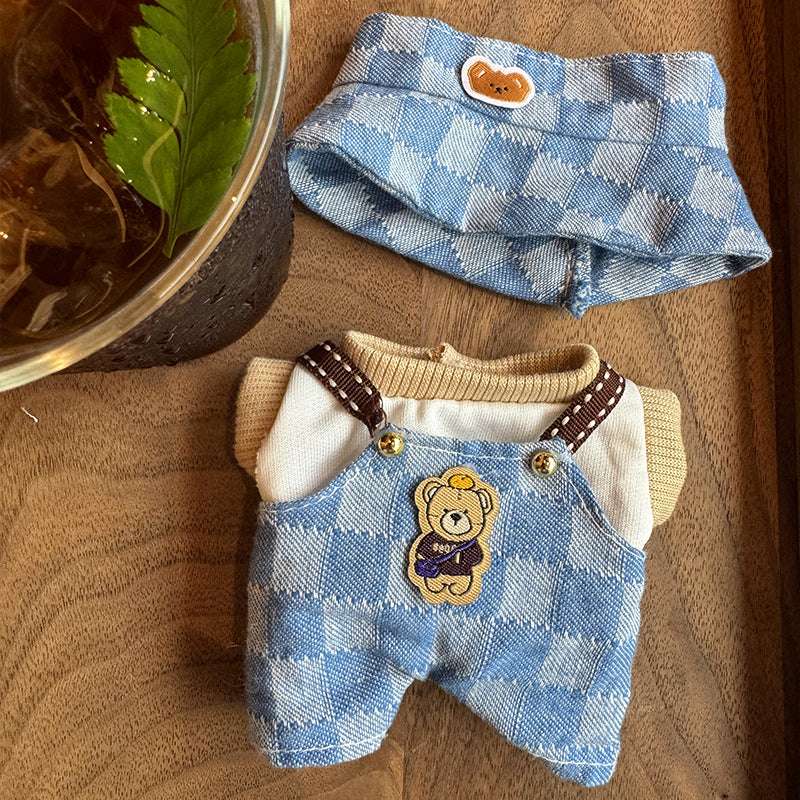 Berrybuckle Teddy Plaid set-for 17cm Dolls (Labubu-Optimized Fit）