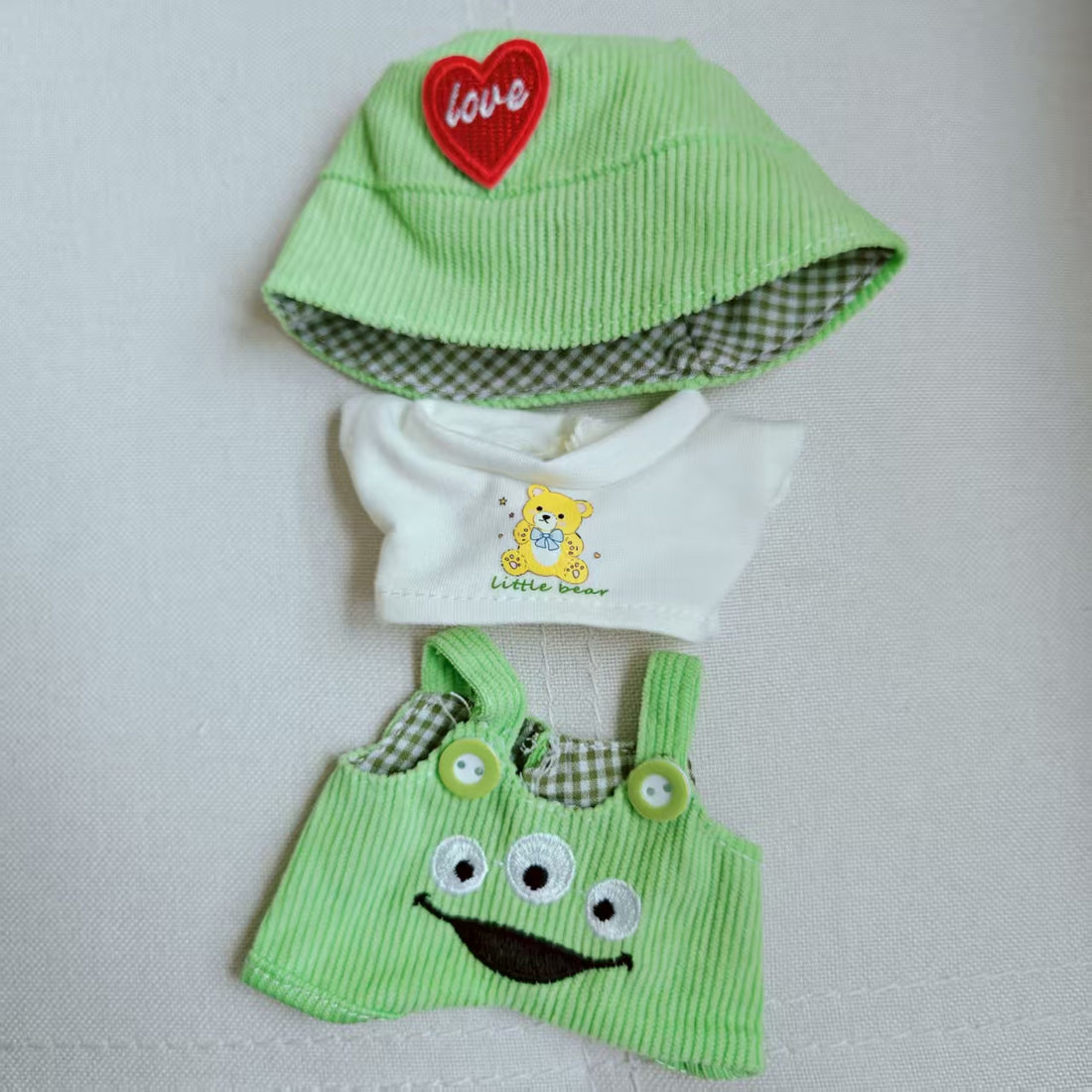 [WY-37]Cute Overalls Green set-for 17cm Dolls (Labubu-Optimized Fit）