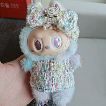 [WY-40]Pearl Bow Fuzz Outfit set-for 17cm Dolls (Labubu-Optimized Fit）